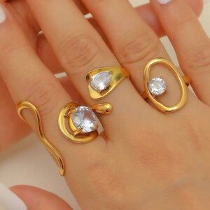 18k gold plated stainless steel 3 pieces rings